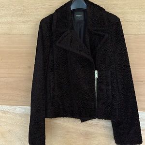Theory Black Moto Jacket Faux Fur!
